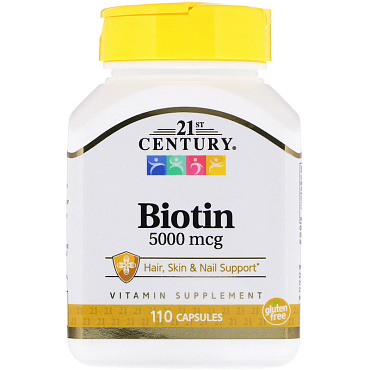 21ST CENTURY, BIOTIN, 110 КАПСУЛ, 5000 МКГ